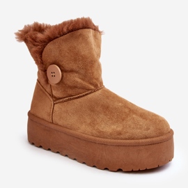 Botas de nieve con plataforma para mujer con pelo Vikas color camel marrón 1