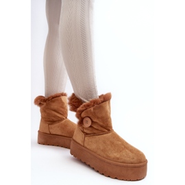 Botas de nieve con plataforma para mujer con pelo Vikas color camel marrón 4