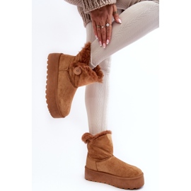 Botas de nieve con plataforma para mujer con pelo Vikas color camel marrón 5