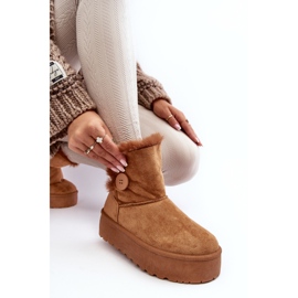 Botas de nieve con plataforma para mujer con pelo Vikas color camel marrón 7