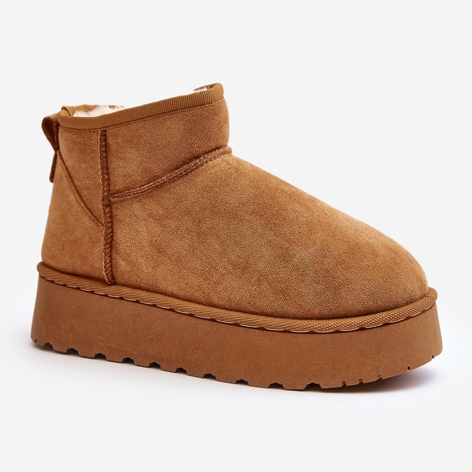 Botas de nieve con plataforma para mujer aisladas con pelo Camel Xamella marrón 2