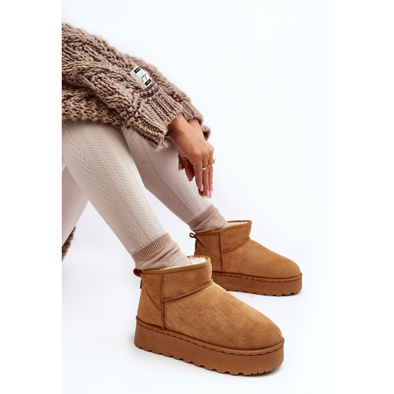 Botas de nieve con plataforma para mujer aisladas con pelo Camel Xamella marrón 1