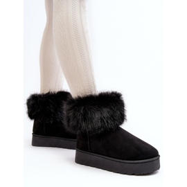 Botas de nieve con plataforma y pelo para mujer Negro Mancy 4