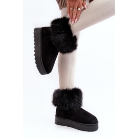 Botas de nieve con plataforma y pelo para mujer Negro Mancy 5