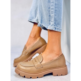 Andral Mocasines plataforma caqui beige 2