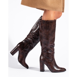 Botas de mujer Shelovet de tacón en color marrón 2