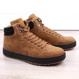 Bustagrip Zapatillas deportivas altas de piel para hombre. amarillo 1