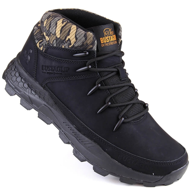 Bustagrip Zapatos trekking de caña alta de piel para hombre, negro 1