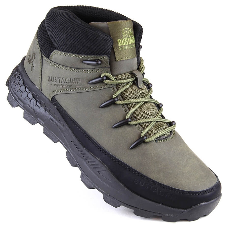 Bustagrip Zapatos trekking altos de piel para hombre, verde 1 Bustagrip Zapatos trekking altos de piel para hombre, verde 1