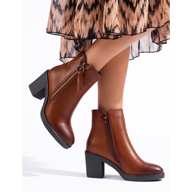 SHELOVET Botas marrones de mujer en el poste. marrón 1 SHELOVET Botas marrones de mujer en el poste. marrón 1