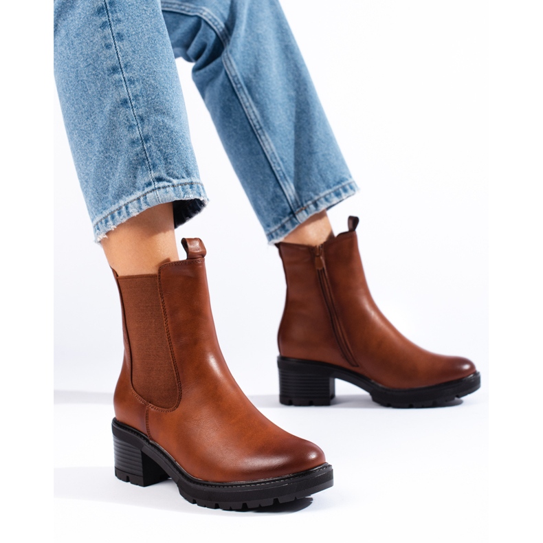 SHELOVET Botas Chelsea de mujer marrones marrón 1