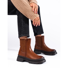 SHELOVET Botas Chelsea marrones con suela gruesa. marrón 1