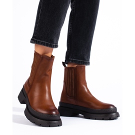 SHELOVET Botas Chelsea marrones con suela gruesa. marrón 2