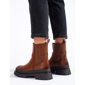 SHELOVET Botas Chelsea marrones con suela gruesa. marrón 3