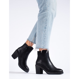 SHELOVET Botines negros clásicos de tacón 1