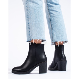 SHELOVET Botines negros clásicos de tacón 3