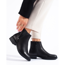 SHELOVET Botines negros bajos clásicos con cremallera decorativa. 1
