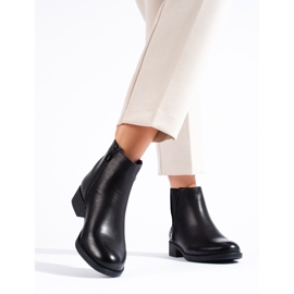SHELOVET Botines negros bajos clásicos con cremallera decorativa. 2