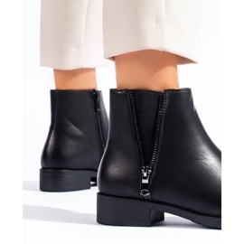 SHELOVET Botines negros bajos clásicos con cremallera decorativa. 3