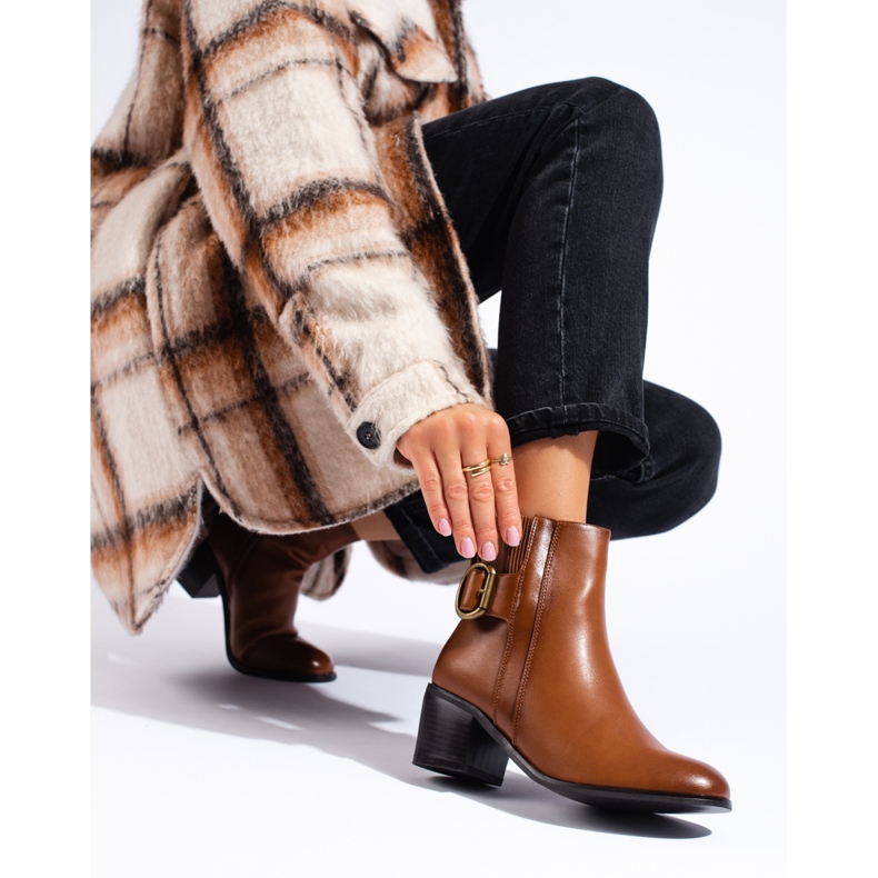 Elegantes botines de tacón Shelovet marrones marrón 1