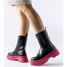 Botines negros con suela Garden rosa 2