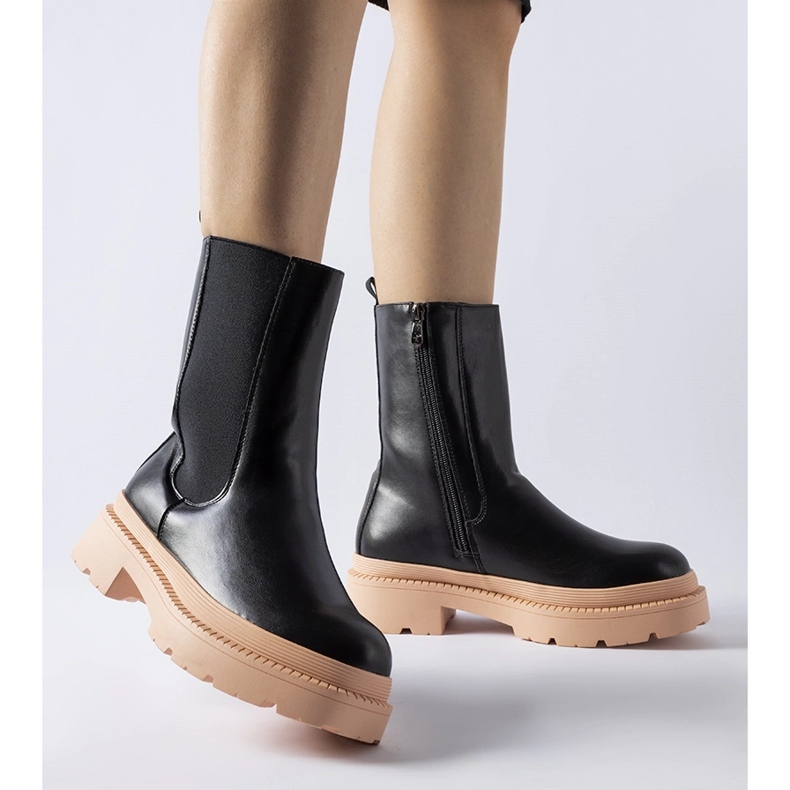 Botines negros con suela Garden rosa claro 1