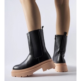 Botines negros con suela Garden rosa claro 2 Botines negros con suela Garden rosa claro 2
