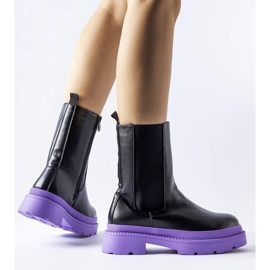 Botines negros con suela Garden violeta 3