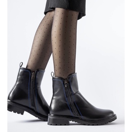 Botines negros con hilo decorativo Nereo azul 2