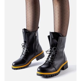 Botas de trabajo negras con decoración Elisabetta amarilla. negro 3