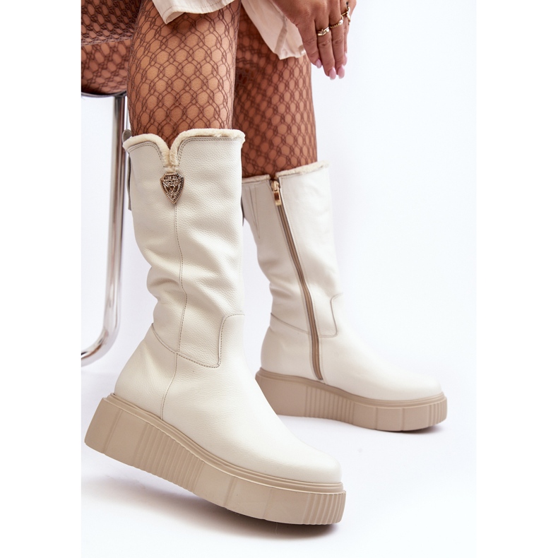 Botas Mujer Lana Piel Crema Bayla beige 1 Botas Mujer Lana Piel Crema Bayla beige 1