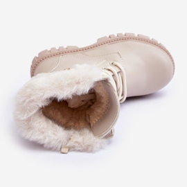 Botines infantiles calentitos de piel con cadena, Beige Cadia 3