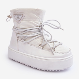 Botas de Nieve con Cordones y Aislamiento Infantil Blanco Colina 1