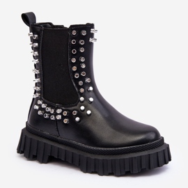 Botas Chelsea para niña decoradas con pedrería, negro Adelie 11