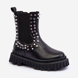 Botas Chelsea para niña decoradas con pedrería, negro Adelie 6