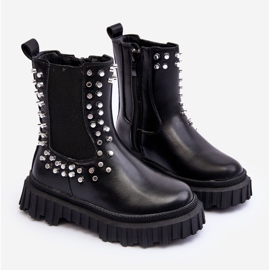Botas Chelsea para niña decoradas con pedrería, negro Adelie 7