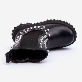 Botas Chelsea para niña decoradas con pedrería, negro Adelie 9