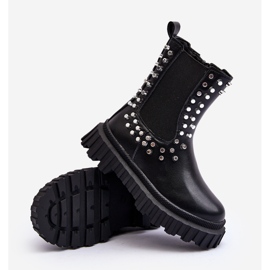 Botas Chelsea para niña decoradas con pedrería, negro Adelie 1