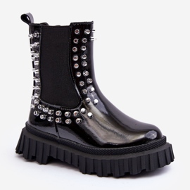 Botas Chelsea de charol para niña decoradas con pedrería Adelie negra negro 10