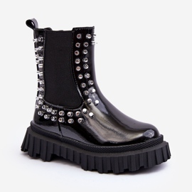 Botas Chelsea de charol para niña decoradas con pedrería Adelie negra negro 5