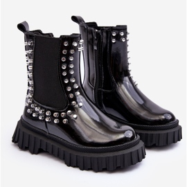 Botas Chelsea de charol para niña decoradas con pedrería Adelie negra negro 6
