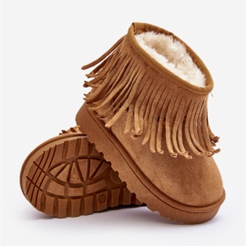 Botas de nieve infantiles aislantes con flecos decorativos Camel Nimia marrón 7