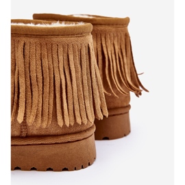 Botas de nieve infantiles aislantes con flecos decorativos Camel Nimia marrón 1