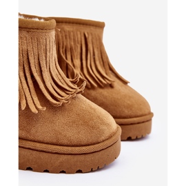 Botas de nieve infantiles aislantes con flecos decorativos Camel Nimia marrón 9