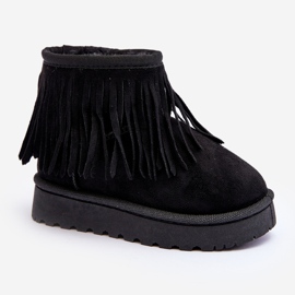 Botas de nieve infantiles aislantes con flecos decorativos, Negro Nimia 9