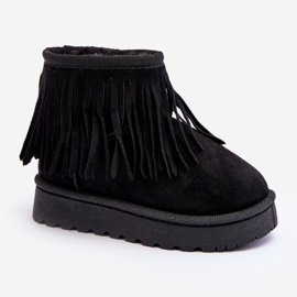 Botas de nieve infantiles aislantes con flecos decorativos, Negro Nimia 5