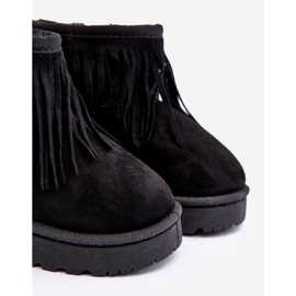 Botas de nieve infantiles aislantes con flecos decorativos, Negro Nimia 8