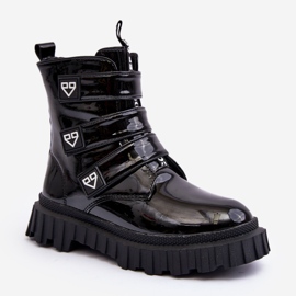 FR1 Botas de niña lacadas y aislantes, Negro Rilina 12
