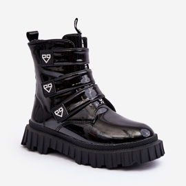 FR1 Botas de niña lacadas y aislantes, Negro Rilina 7