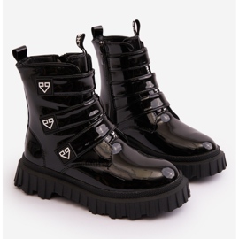 FR1 Botas de niña lacadas y aislantes, Negro Rilina 8
